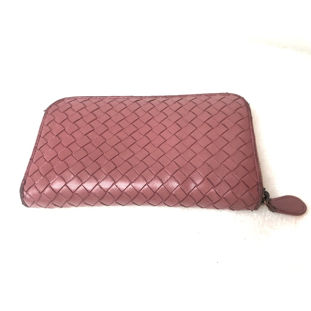 Bottega Veneta Long Intreciatto Woven Leather Full Zip Wallet